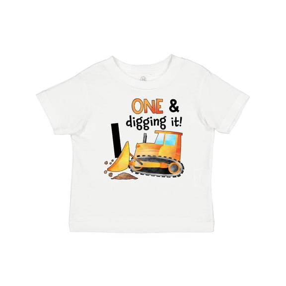 Inktastic One and Digging It Bulldozer 1st Birthday Boys or Girls Baby T-Shirt