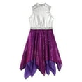thumbnail image 5 of Zaldita Kids Girls Praise Dance Dress Color Block Sleeveless Asymmetrical Ballet Contemporary Dance Costume Purple 8, 5 of 7