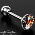 thumbnail image 7 of Colorful Trippy Cat Barbell Tongue Ring, 7 of 7