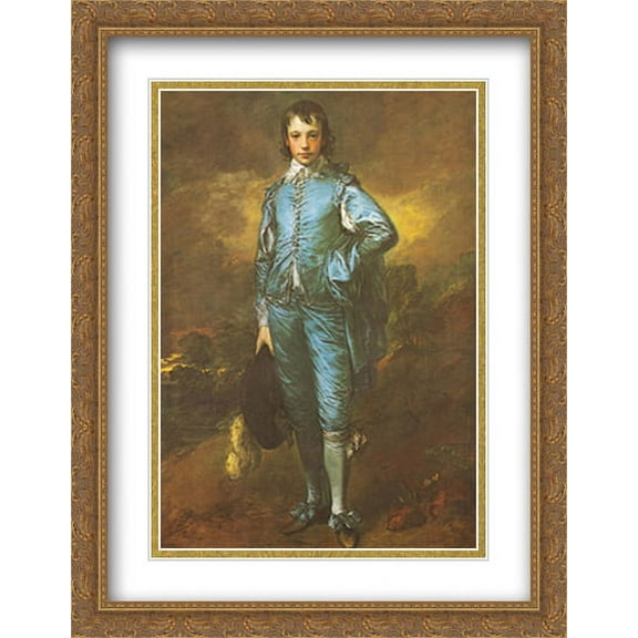 The Blue Boy 2x Matted 28x36 Large Gold Ornate Framed Art Print by Gainsborough, Thomas