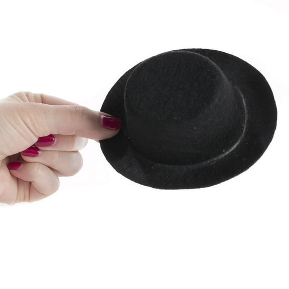 Factory Direct Craft Black Flocked Felt Oval Top Doll Hat (6 Pack)