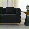 thumbnail image 6 of Modern Streamline 2-Piece 3-Seater Teddy Fabric Combination Sofa - Black, Solid Wood Frame | Black | Teddy | Wood, 6 of 17