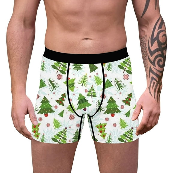 Somuwie Clearance Christmas Digital Printing Breathable Close Fitting Men's Underpants Comfortable Boxers