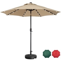 Topeakmart 9ft Patio Umbrella with 32 LED Solar Lights   20'' Fillable Patio Umbrella Base Stand, Tan