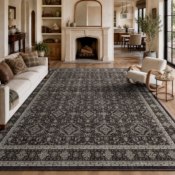 SIXHOME 6'x9' Area Rugs for Living Room Vintage Area Rug Machine Washable Neutral Rugs Black