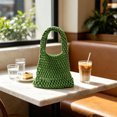thumbnail image 4 of Woven Tote Bag 13x7.9 Inch Lightweight Cotton Rope Handbag Compact Hollow Woven Purse for Daily Beach Vacation Shopping Casual Use, 4 of 6