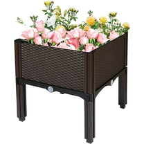 Labwork 1 Set Plastic Raised Garden Bed, Vegetables Plant Raised Bed Kits Elevated Planting Container with Legs for Indoor & Outdoor Use, Brown