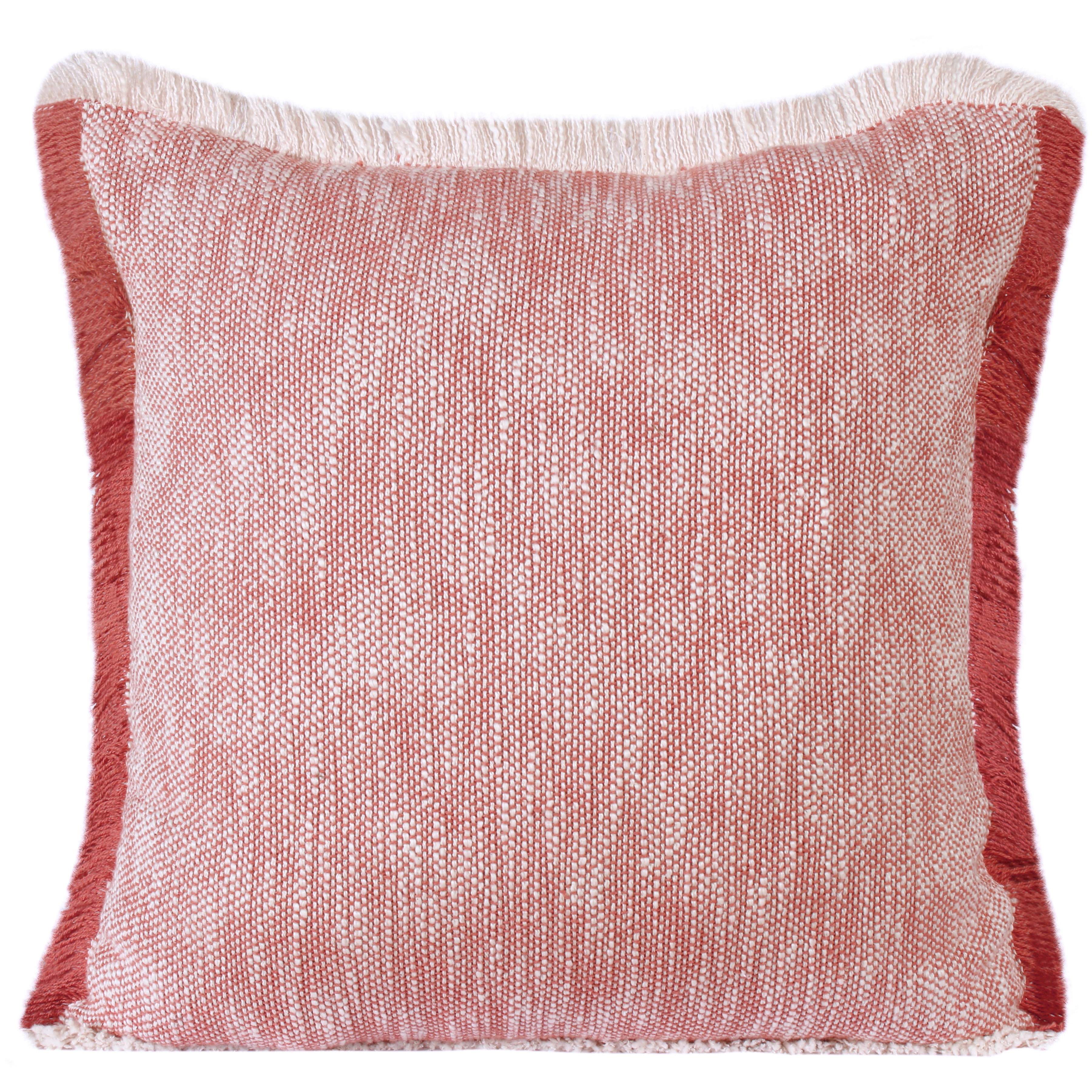 Ox Bay Bennett 20" x 20" Red/Ivory Solid Fringed Cotton Adult Decorative Throw Pillow Cover