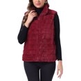thumbnail image 1 of INSPIRE CHIC Chaleco de piel sintética elegante sin mangas con cremallera para mujeres, chaqueta de piel para uso casual, S rojo, 1 of 6