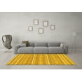 thumbnail image 3 of Ahgly Company Machine Washable Indoor Round Abstract Yellow Modern Area Rugs, 8' Round, 3 of 4