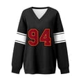 thumbnail image 4 of Women's Loose and Comfortable Letter V-Neck Sportswear Long Sleeve Sweatshirt with Number Print for Casual Wear,Red,3XL, 4 of 8