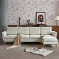 thumbnail image 4 of 112 Inches Modern 4-Seater Sectional Sofa, Flannel L-Shape Sofa with Chaise, Pushback Modular Sectional Couches for Living Room, White, 4 of 9