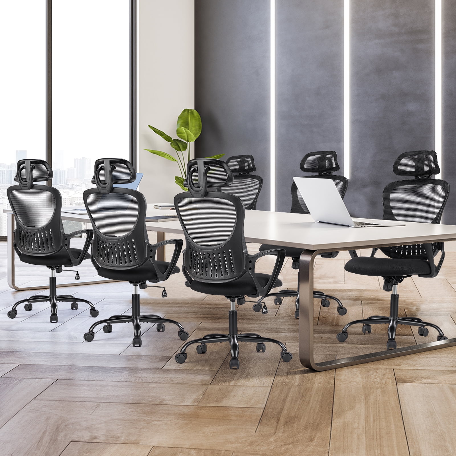 CONCETTA Office Chair Ergonomic Office Chair High Back Mesh Computer Chair with Adjustable Headrest, Black
