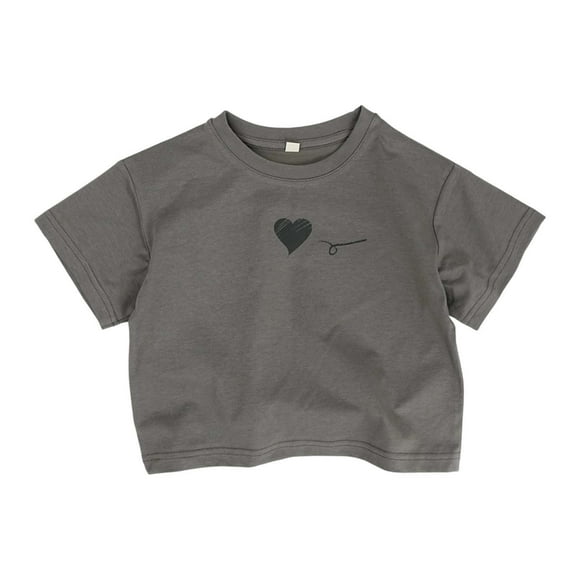 Vêtements pour Enfants Mode 2026 - T-Shirt Dessin Animé pour Enfants, Haut à Col Licou, Haut pour Bébé, Vêtements pour Enfants, Vêtements d'Entraînement (3Y-8Y), Couleur : Grey
