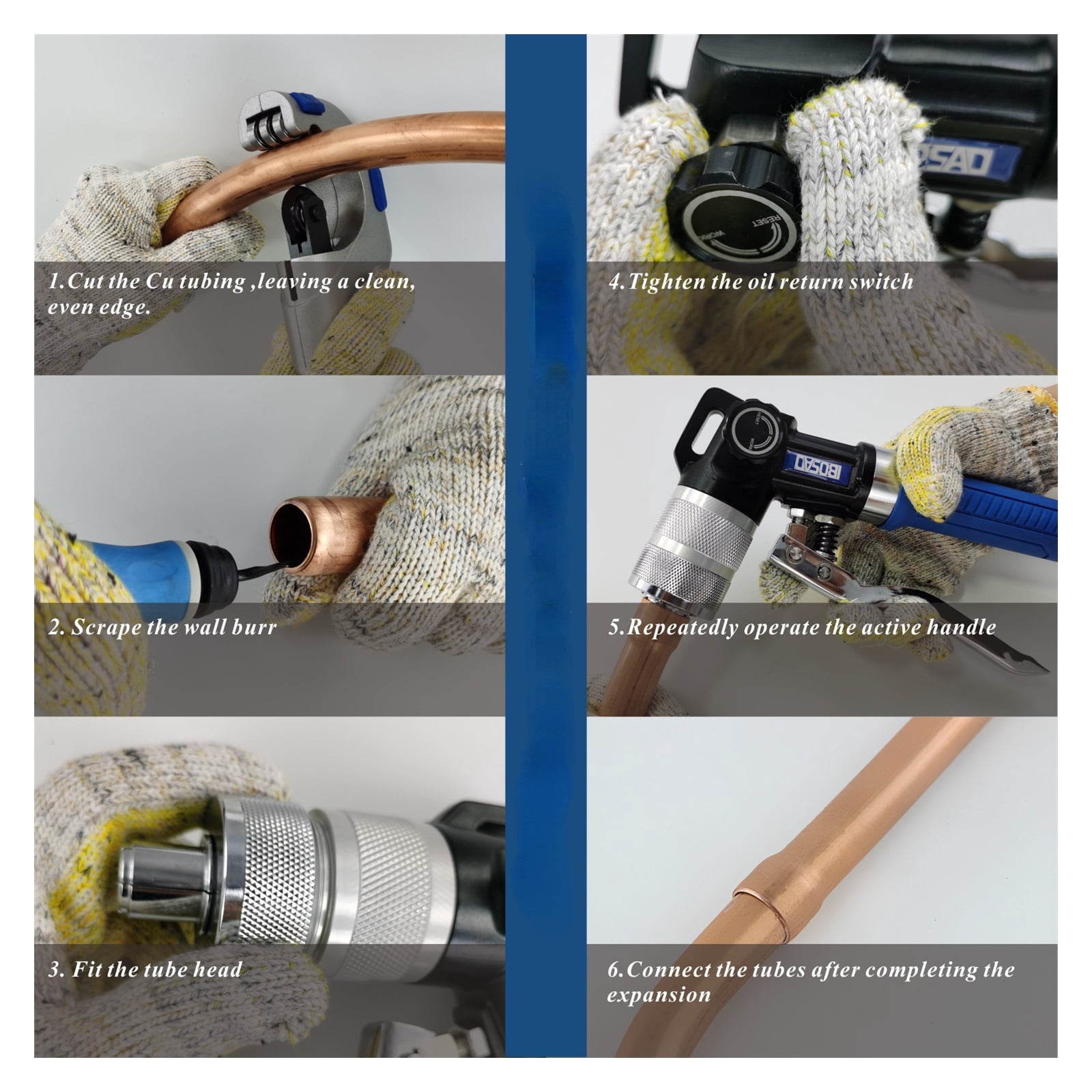 HVAC Ulic SWAGING Tool Kit For Copper Tubing Expanding Copper Tube Expander Tool 10-42mm Or 3/8" To 1-5/8" ,Comfortable Operation