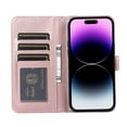 thumbnail image 4 of Case for iPhone 13 Pro Max Wallet Case for Women with Card Holder Butterfly Embossed Clover Rose Flower Flip PU Leather Magnetic Phone Cover Kickstand with Lanyard, Rosegold, 4 of 8