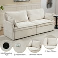 thumbnail image 5 of 73.6" White Convertible Sleeper Sofa Bed for Living Room, 3-in-1 Sectional Couch with Storage & USB-C Charging, Soft Corduroy Fabric, Apartment Furniture, 5 of 9