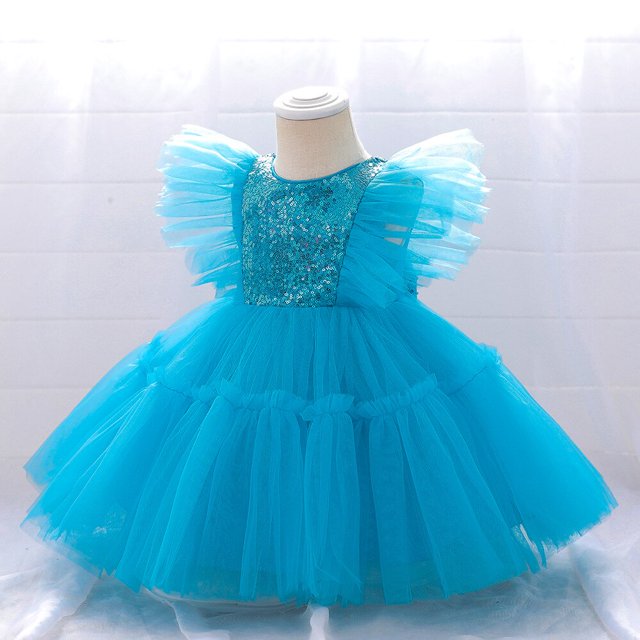 Vestidos de novia de lentejuelas para bebés, niños pequeños, tul, cumpleaños, fiesta elegante, tutú, vestido de graduación, 1-6 años, vestido de princesa para niños 5-6T (etiqueta 120) Gao Jinjia LED