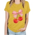 thumbnail image 5 of Summer Clearance Sales kttectoa Summer Casual Loose Tunic T-Shirt Tops for Women Trendy Cherry Print Tops Crewneck Short Sleeve T Shirts for Women Active Running Errands, 5 of 5