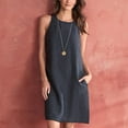 thumbnail image 1 of EGNMCR Robes de Fête pour Femmes Robe Débardeur Décontractée Sans Manches de Printemps/été pour Femmes, Unie, Ample, Col Rond, Plissée, en Coton et Lin, 1 of 6