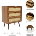 thumbnail image 3 of RARZOE Rattan Nightstand Dresser Chest of 3 Drawers, Wood Storage Dresser Cabinet Organizer Unit for Bedroom Closet Living Room Office(Walnut), 3 of 7