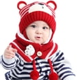 thumbnail image 3 of Kids Winter Warm Hat Baby Earflap Beanie Hat with Scarf Cut Baby Infant Knit Hat, 3 of 7