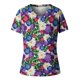 thumbnail image 4 of Camiseta informal para mujer con estampado floral y cuello en V, manga corta, jersey, blusa, tops Fridja  bn6023, 4 of 5
