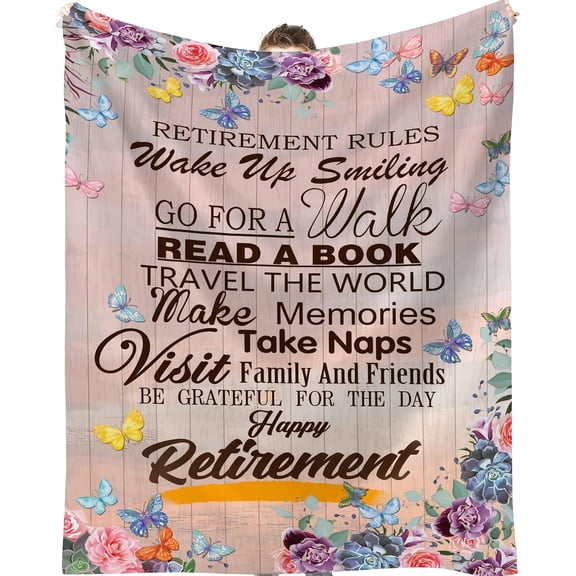 Retirement Gifts for Women 2024, Happy Retirement Gifts for Coworkers, Retired Friends, Teachers, Nurses, Retirees, Goodbye Gifts for Coworkers, 60" X 50" Retirement Blanket, Retirement Gifts