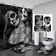 thumbnail image 1 of Juego de cortinas de ducha con forma de calavera de Halloween con alfombras y tapetes antideslizante, 1 of 2