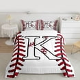 thumbnail image 2 of Homewish Initial K Letter Queen Comforter Set for Teen, Baseball Sports Lover Bedding Sets, Cartoon Ball Print Reversible Bedding Comforter Set, Super Cozy Room Decor, 3pcs, 2 of 8