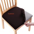 thumbnail image 1 of smiry Fundas de asiento para sillas de comedor Fundas de asiento de silla de comedor de jacquard elástico Juego de 6, café, 1 of 5