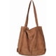 thumbnail image 1 of Women Corduroy Tote Bag, Casual Handbags Big Capacity Shopping Shoulder Bag with Pocket (Brown), 1 of 4
