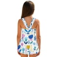 thumbnail image 2 of Xixirimido Abstract Floral Print Girls One-piece Swimsuits Sleeveless Swimwear with Skirt & Built-in Shorts Hawaiian Beach Vacation Modest Bathing Suit, 10-11 Years, 2 of 7