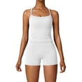 thumbnail image 4 of Lkhaha 2 Pieces Workout Sets for Women Cross Back Tank Top Matching High Waist Booty Lifting Biker Shorts Gym Yoga Pilates White XL, 4 of 4