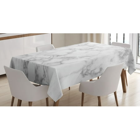 Cover For Dining Room Table Marble Tablecloth, Nature Granite Pattern with Cloudy Spotted Trace Effects Marble Artistic Image, Rectangular Table Cover for Dining Room Kitchen, 52 X 70 Inches, Pale Grey Dust, by Ambesonne ()
