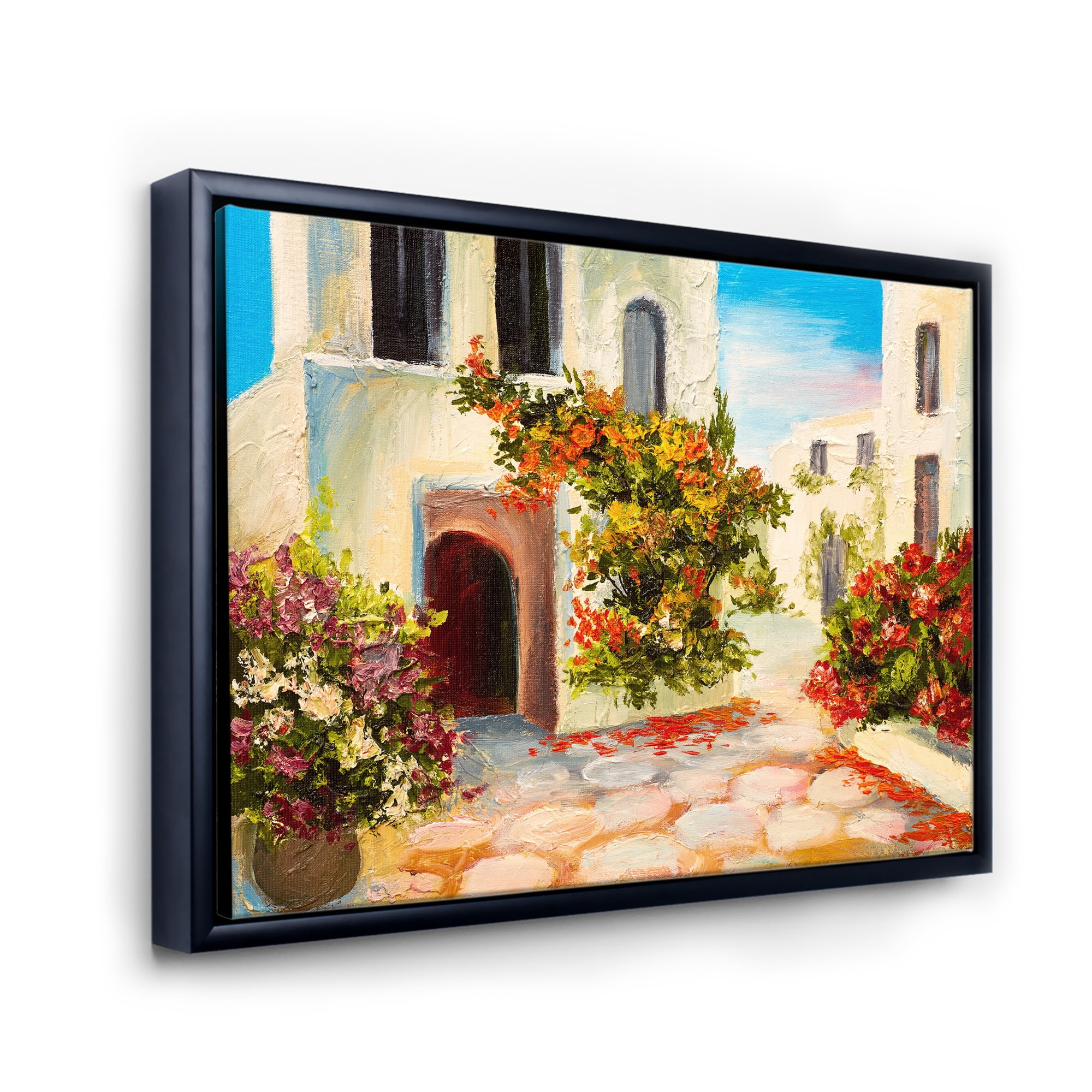 Designart 'The Mountain With Flowers With Little House I' Nautical & Coastal Framed Canvas Wall Art Print