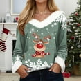thumbnail image 5 of adviicd Ugly Christmas Sweaters for Women White Faux Fur Trim V Neck Sweatshirt Merry Christmas Sweater Funny Xmas Reindeer Shirt (Green, M), 5 of 7