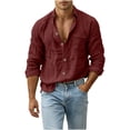 thumbnail image 6 of ZUBKTE Mens Button Down Shirt Casual Long Sleeve Shirts | Spread Collar, Hippie Beach Tops, Solid Color, Summer Beach Wedding, Shirts for Men, 6 of 9