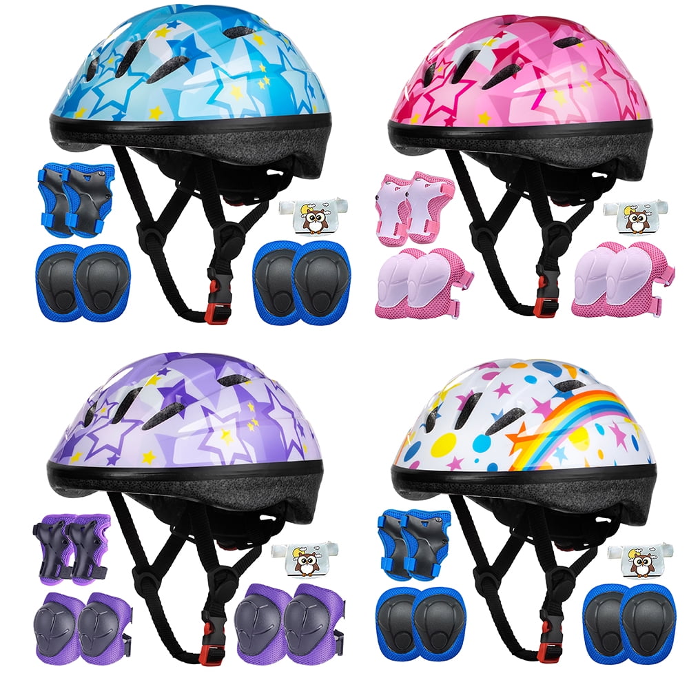 7Pc Kids Sport Bike Protective Gear Helmet Knee/Wrist Guard/Elbow Pad Set Outfit