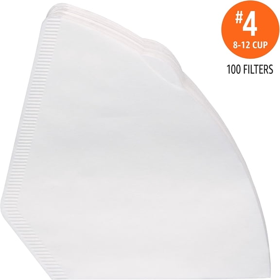 Number 4 Cone Coffee Filters for 8-12 Cup Coffee Makers, White, 100 Count