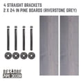 thumbnail image 5 of 24 in. x 7.5 in. x 6.75 in. Riverstone Grey Restore Wood Wall Shelving with Industrial Steel Pipe Straight Brackets, 5 of 8