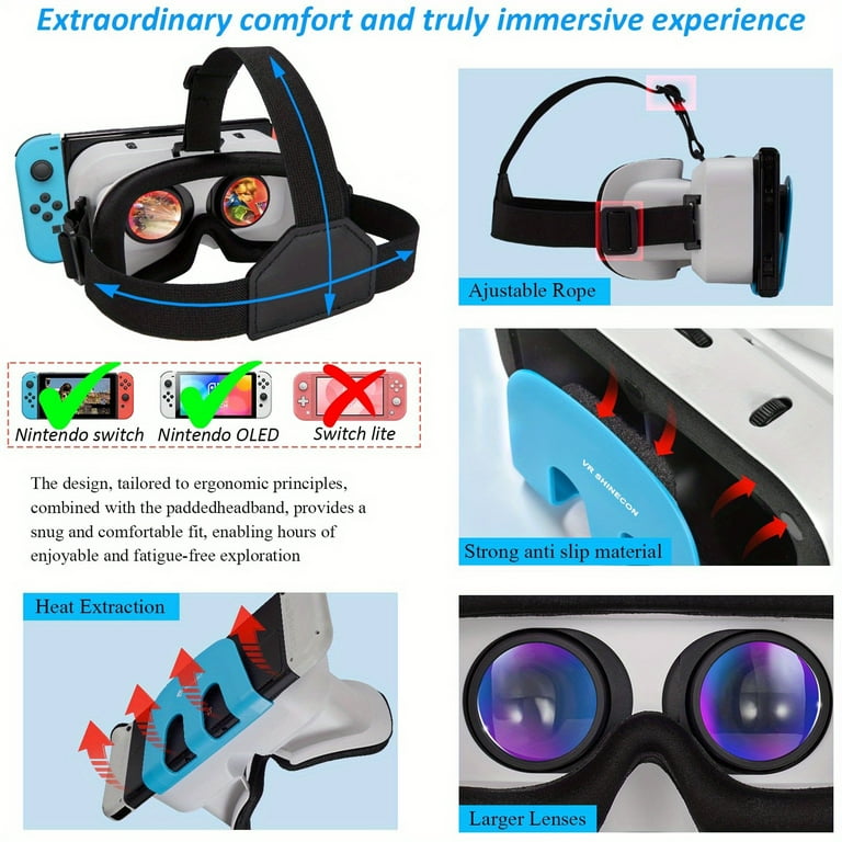 Switch VR Headset Compatible with Nintendo Switch & OLED, Upgraded with Adjustable HD Lenses, Switch VR Kit, Switch 3D Goggles Switch VR Headset Compatible with Nintendo Switch & OLED, Upgraded with Adjustable HD Lenses, Switch VR Kit, Switch 3D Goggles