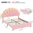 thumbnail image 6 of Homfa Queen Size Bed Frame with LED Lights & Storage Drawers, Upholstered Platform Bed with Adjustable Petal Headboard, Pink Velvet, 6 of 8