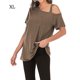 thumbnail image 1 of Camiseta de mujer Sexy con hombros descubiertos, manga corta, top de algodón retorcido, marrón, XL Advancent AP001289-14, 1 of 5
