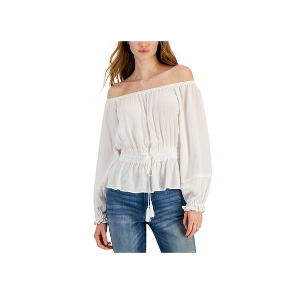 INC International Concepts Womens Metallic Detail Top Bright White 2XL