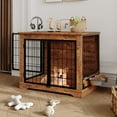 thumbnail image 2 of QinaQin Jaula mueble para perro con comedero giratorio, kennel de madera para interior con puerta personalizable y 2 tazones de acero inoxidable, ideal para integrar en casa, 2 of 7