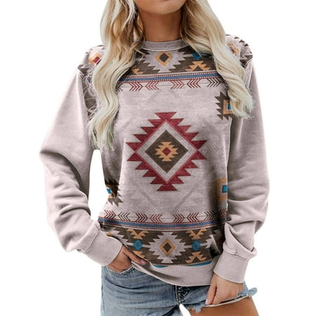 

KmaiSchai Trendy Summer Tops For Women Women S Loose Tops Blouse Round Neck Western Style Top Digital Printing Color Casual Shirt Long Sleeve Soft Top Long Sleeve Under Scrub Tops Women Shirts For Wo