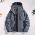 thumbnail image 2 of Men Lightweight Windbreaker Rain Jacket Detachable Hood Waterproof Softshell Hiking Fishing Activewear Insulated, 2 of 7