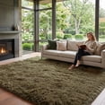 thumbnail image 5 of Pentantan 5ft x 8ft Shag Area Rugs, Fluffy Rug for Living Room Bedroom, Soft Plush Pile Indoor Carpet, Dark Green, 5 of 7
