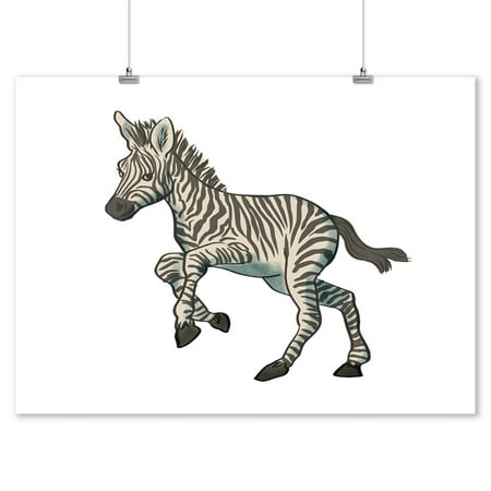 Carbon Lantern - Zebra - Soft Cartoon - Lantern Press Artwork (9x12 Art Print, Wall Decor Travel Poster)